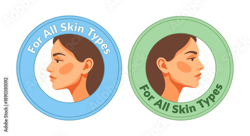 Woman profile label for all skin types