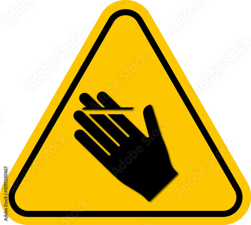 Warning sign for sharp object hazard hand protection required symbol vector illustration for safety and industrial use isolated on white background