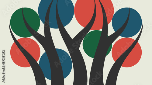 Vibrant tree illustration with colorful spheres on branches