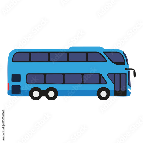 Blue Double Decker City Bus Illustration