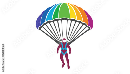 A colorful illustration of a person parachuting through the air