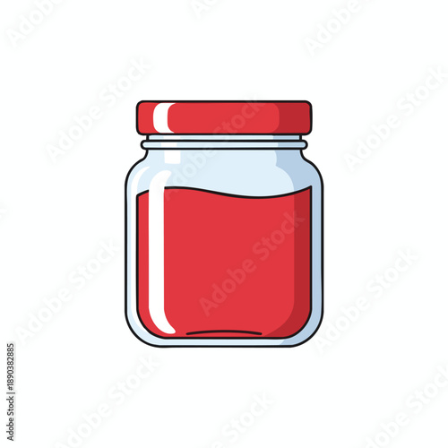 Red Jam in a Glass Jar Illustration