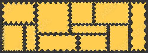 Hand-drawn organic frame with wavy edges and irregular borders. Wavy rectangle frame for text layouts and abstract graphic designs with flowing shapes