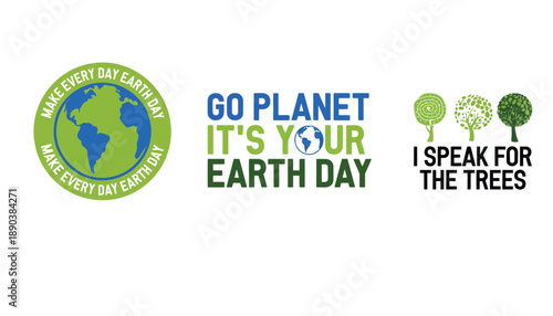 Earth Day logos and slogans for environmental awareness and conservation