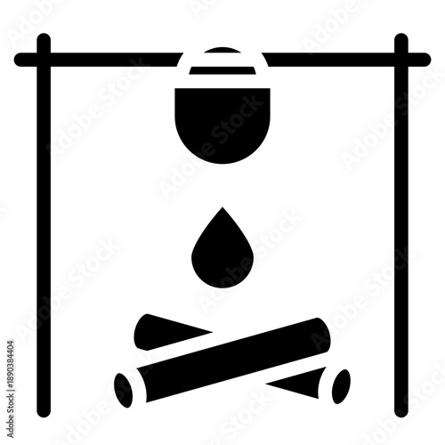Bonfire cooking icon glyph style vector illustration