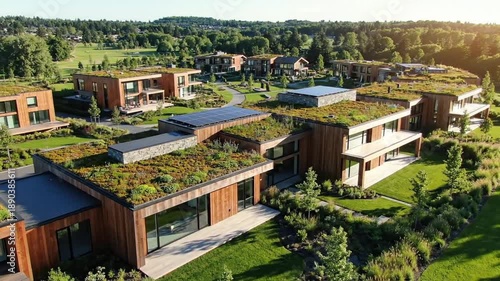 Wallpaper Mural Contemporary hillside home with glass walls, stone accents, and a lush rooftop garden with terraces Torontodigital.ca