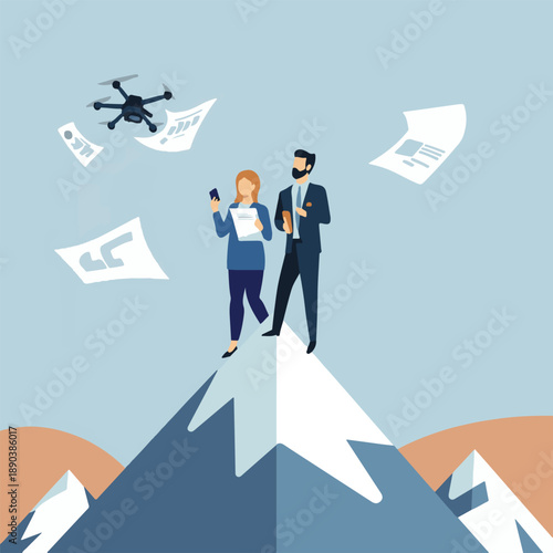 Digital Peak: Business Professionals Reaching the Zenith of Innovation