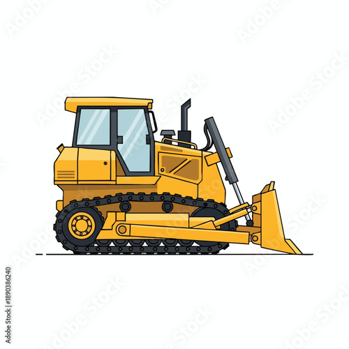 Yellow Bulldozer Vector Illustration