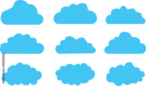 Cloud shape vector set. Cloud line shape. Data technology icon set. 