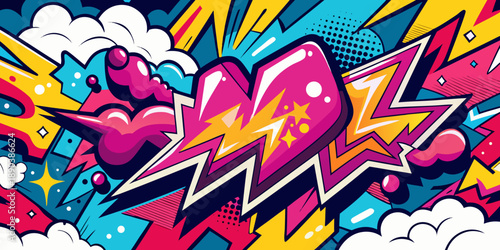 Colorful abstract pop art background with halftone pattern