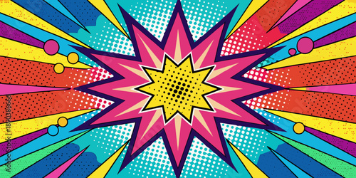 Abstract colorful wallpaper design in pop art style with vector elements