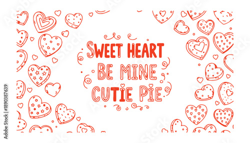 A colorful illustration of hearts with a sweet Valentine's Day message