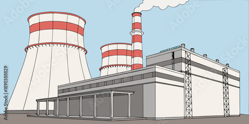 Industrial chimneys releasing heavy white smoke into the clear blue sky, a stark symbol of air pollution and its environmental toll.