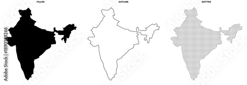 India map with various styles and patterns