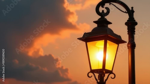 Video A street light stands tall as the sun sets behind it, casting long shadows