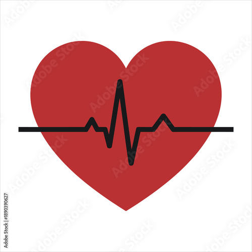 A red heart shape displays a black heartbeat line running through it clearly