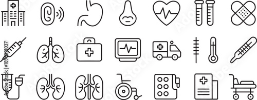Medical health care and hospital icons collection