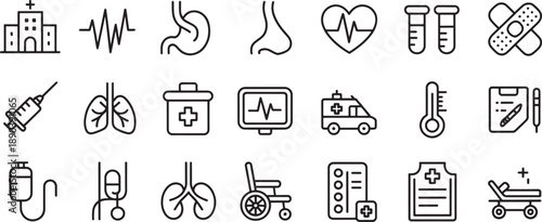 Medical health care symbols and icons set various health related signs and objects