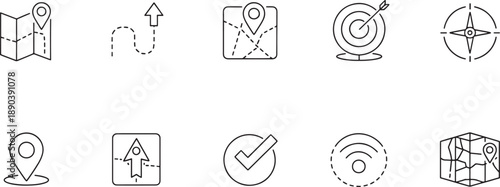 Navigation and direction icons for mapping and targeting