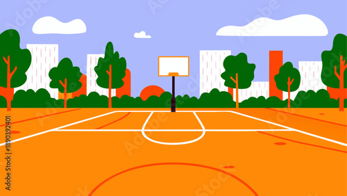 Illustration of a basketball court in the city
