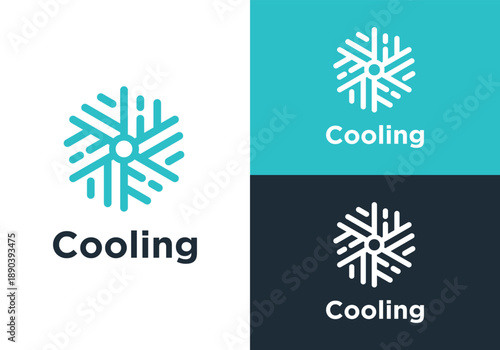 Modern Cooling Logo Design with Snowflake Symbol for Business.