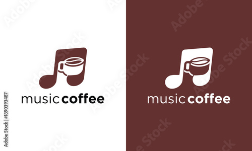 Music Coffee Logo Design Creative Blend of Sound and Brew.
