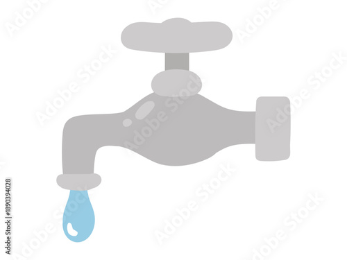 A simple illustration of a faucet with water drops falling