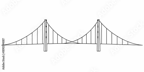 Simple line drawing of a suspension bridge with two towers