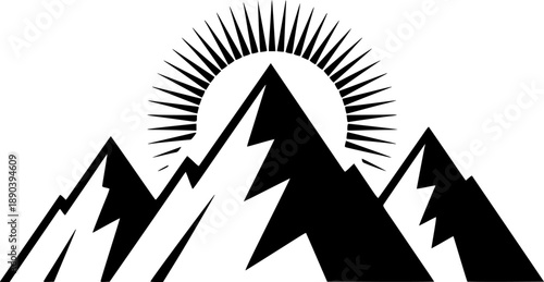 A simple black silhouette of a single dandelion seed head with its fluffy seeds ready to disperse a white background