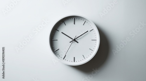 Wallpaper Mural Minimalist white wall clock with black hands on a smooth, light background. Torontodigital.ca
