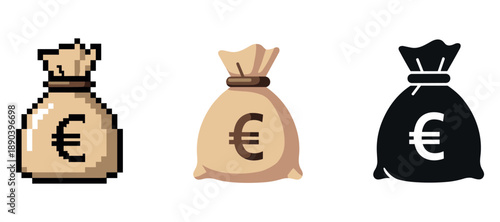 Evolution of euro money bags: pixelated to modern designs