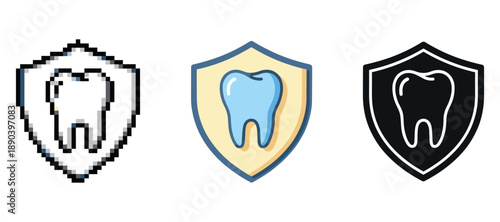 Pixel to vector evolution of tooth protection icon design
