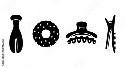 Essential Hair Fasteners and Styling Grips Including Claw Clips Scrunchie and Sectioning Tools for Hair Management