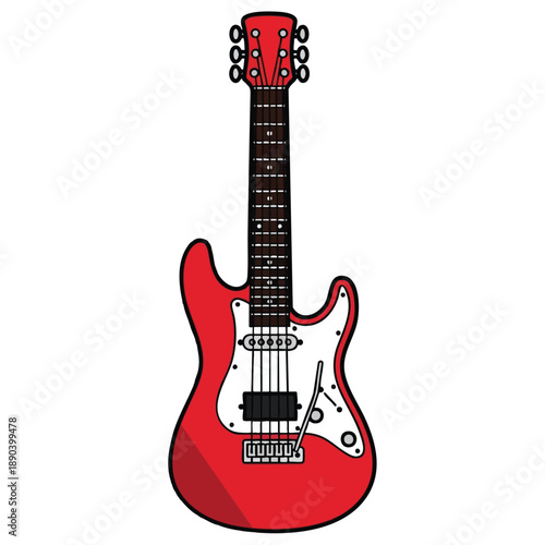 Vibrant Red Electric Guitar Illustration