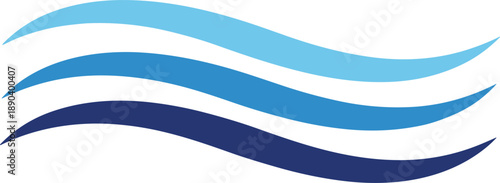 Abstract blue ocean wave lines representing water flow motion and calm minimalist flat vector illustration modern design