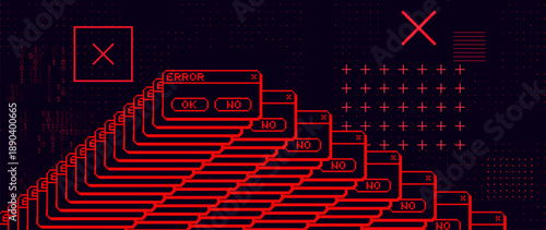 Critical Error Warning Message Windows. Vintage User Interface Operating System Fail. Vector Illustration. 