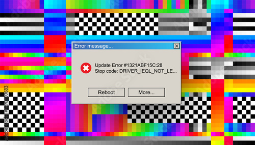Critical Error Warning Message Windows. Vintage User Interface Operating System Fail. Vector Illustration. 