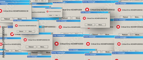 Critical Error Warning Message Windows. Vintage User Interface Operating System Fail. Vector Illustration. 