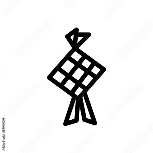 ketupat outline sketch illustration hand drawn isolated on white background