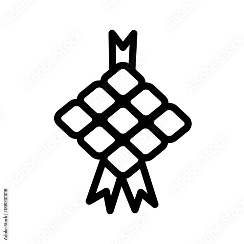 ketupat outline sketch illustration hand drawn isolated on white background