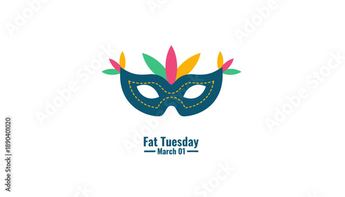 Mardi Gras mask for Fat Tuesday celebrations on March 01