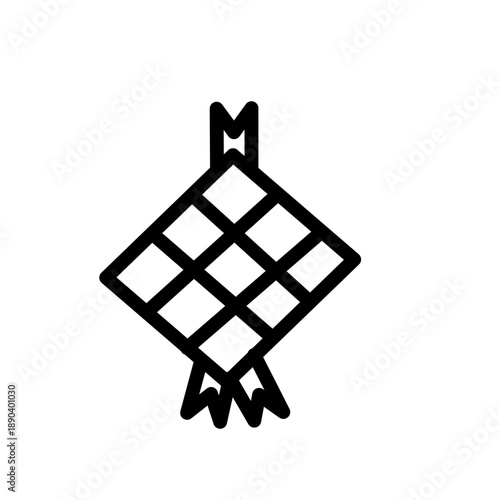 ketupat outline sketch illustration hand drawn isolated on white background