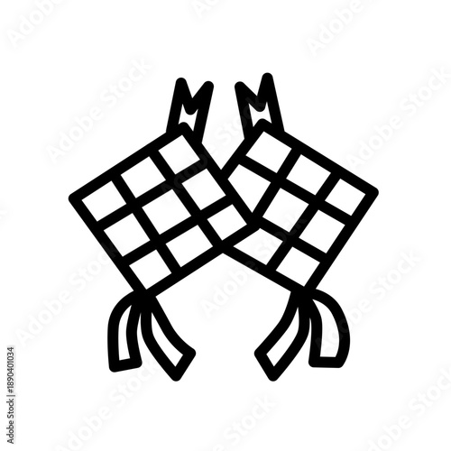 ketupat outline sketch illustration hand drawn isolated on white background
