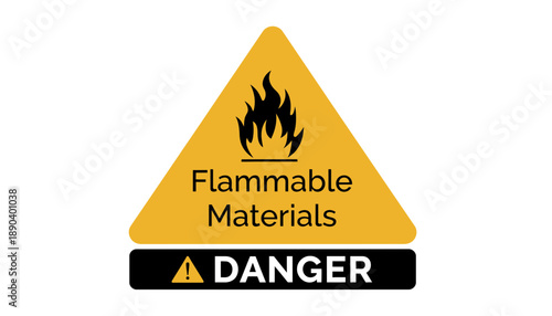 A warning sign indicating flammable materials with a danger symbol