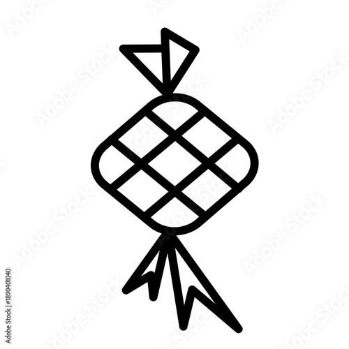 ketupat outline sketch illustration hand drawn isolated on white background