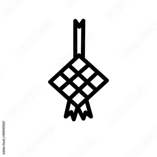 ketupat outline sketch illustration hand drawn isolated on white background