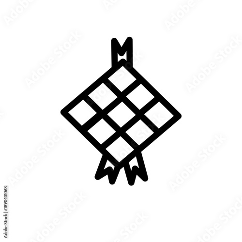 ketupat outline sketch illustration hand drawn isolated on white background
