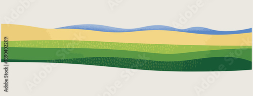 collage torn paper agriculture background, hand drawn meadow fields, farmland layout with text space, rural views of vietnam, thailand, tuscany.