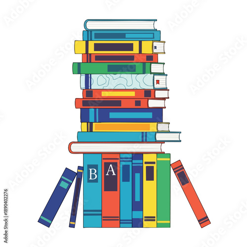 Colorful Stack of Books Illustration
