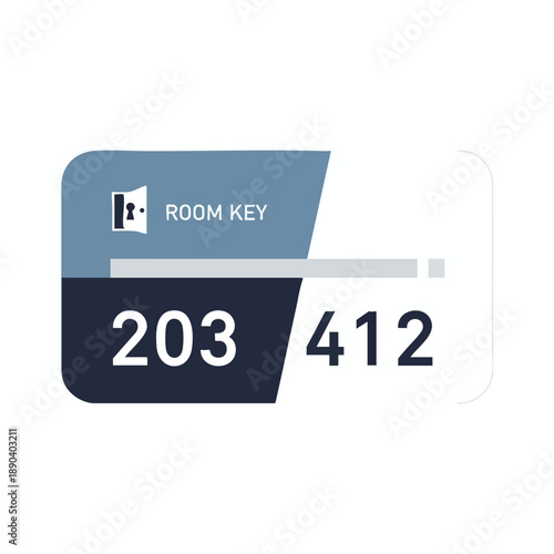 Hotel Room Key Card with Number